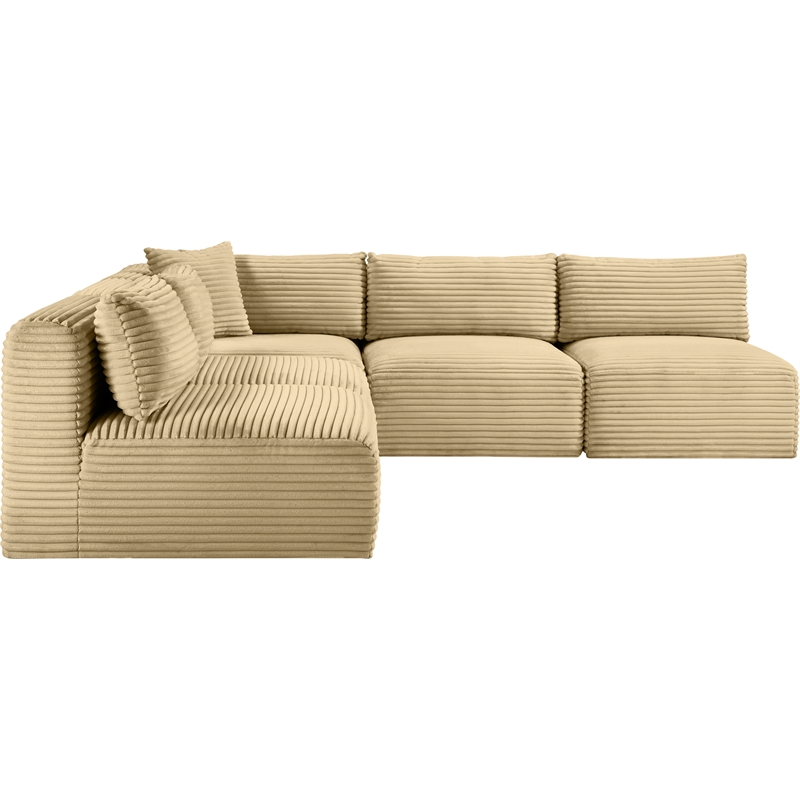 Meridian Furniture 5-Piece Camel Corduroy Performance Fabric Modular Sectional