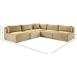 Meridian Furniture 5-Piece Camel Corduroy Performance Fabric Modular Sectional