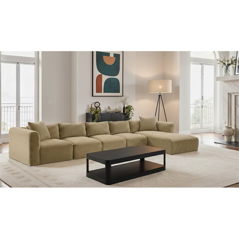 Meridian Furniture 5-Piece Camel Corduroy Performance Fabric Modular Sectional