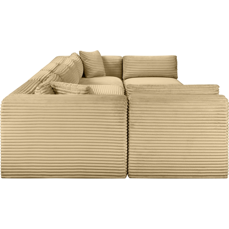 Meridian Furniture 6-Piece Camel Corduroy Performance Fabric Modular Sectional