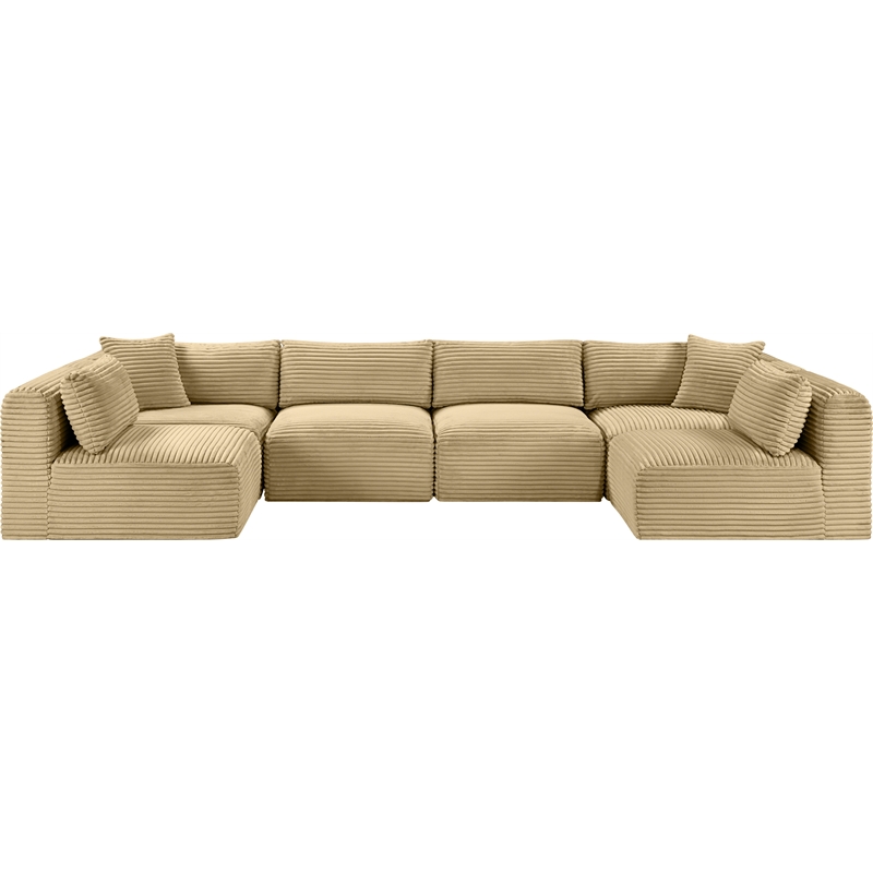 Meridian Furniture 6-Piece Camel Corduroy Performance Fabric Modular Sectional
