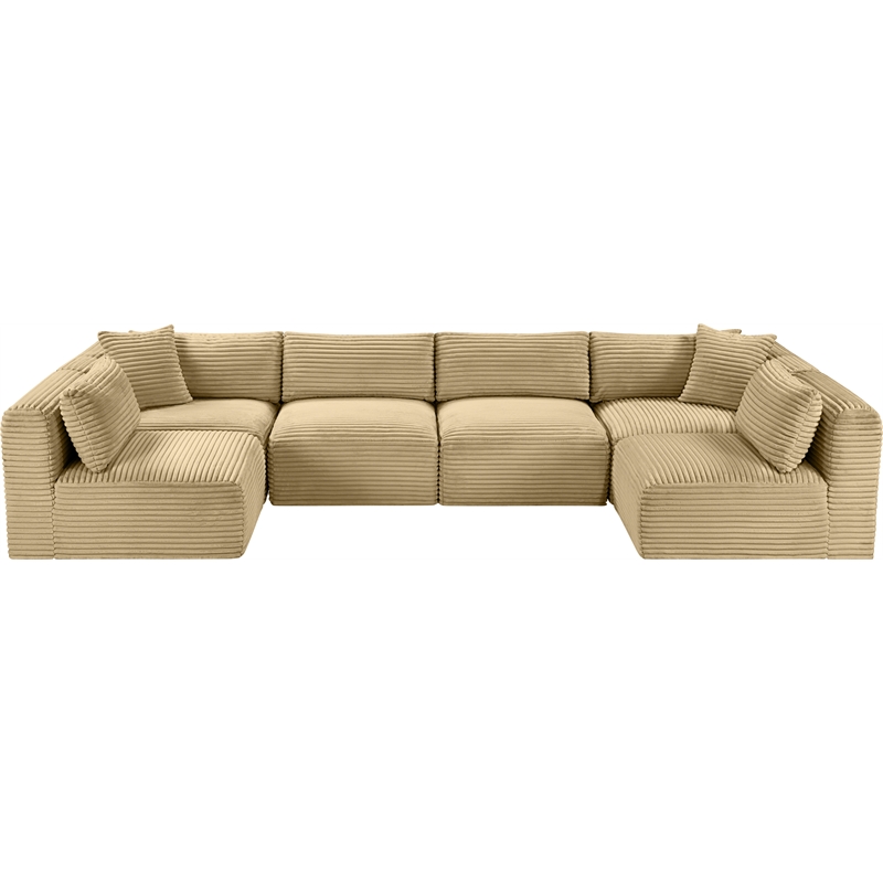 Meridian Furniture 6-Piece Camel Corduroy Performance Fabric Modular Sectional