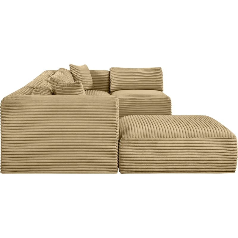 Meridian Furniture 6-Piece Camel Corduroy Performance Fabric Modular Sectional