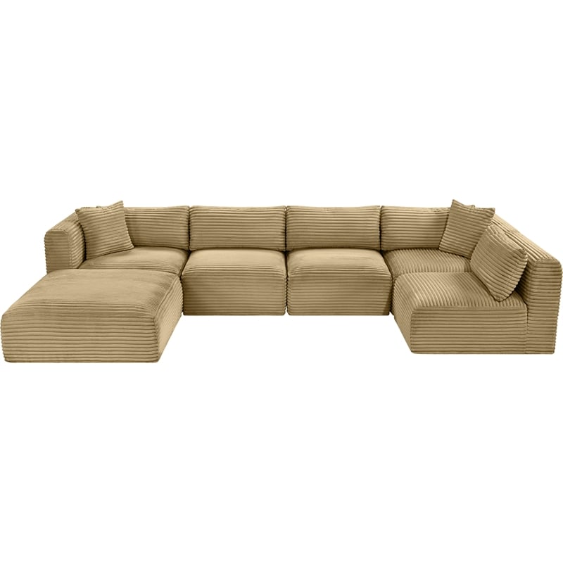 Meridian Furniture 6-Piece Camel Corduroy Performance Fabric Modular Sectional