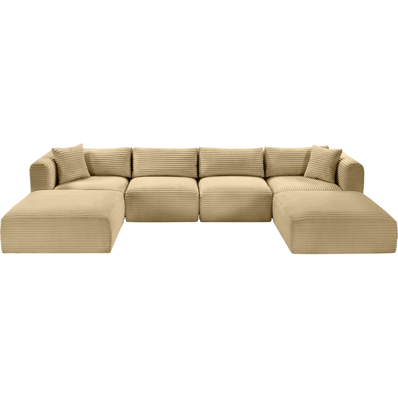 Meridian Furniture 6-Piece Camel Corduroy Performance Fabric Modular Sectional