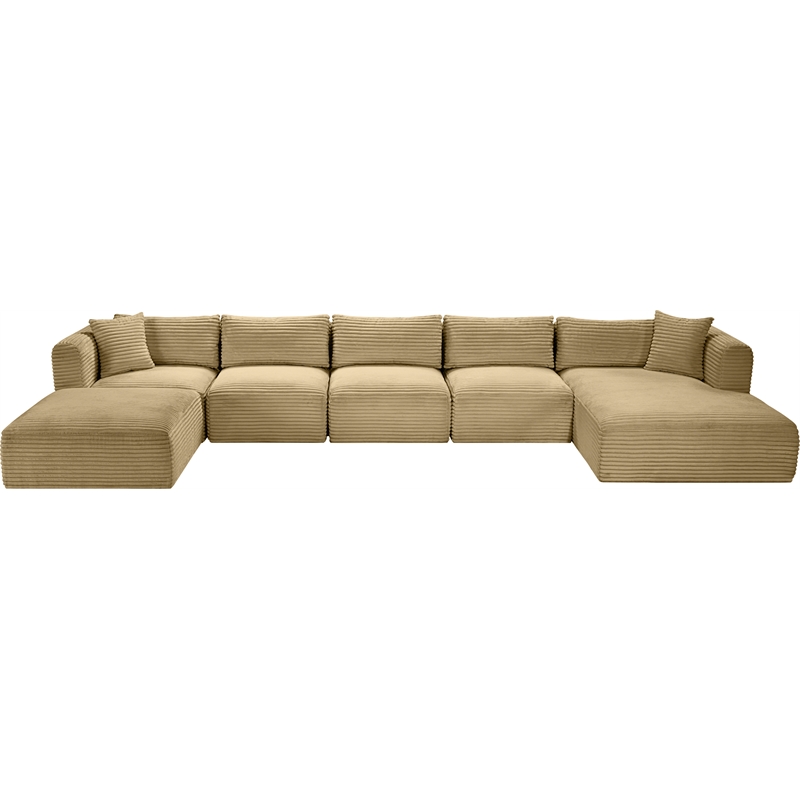 Meridian Furniture 6-Piece Camel Corduroy Performance Fabric Modular Sectional