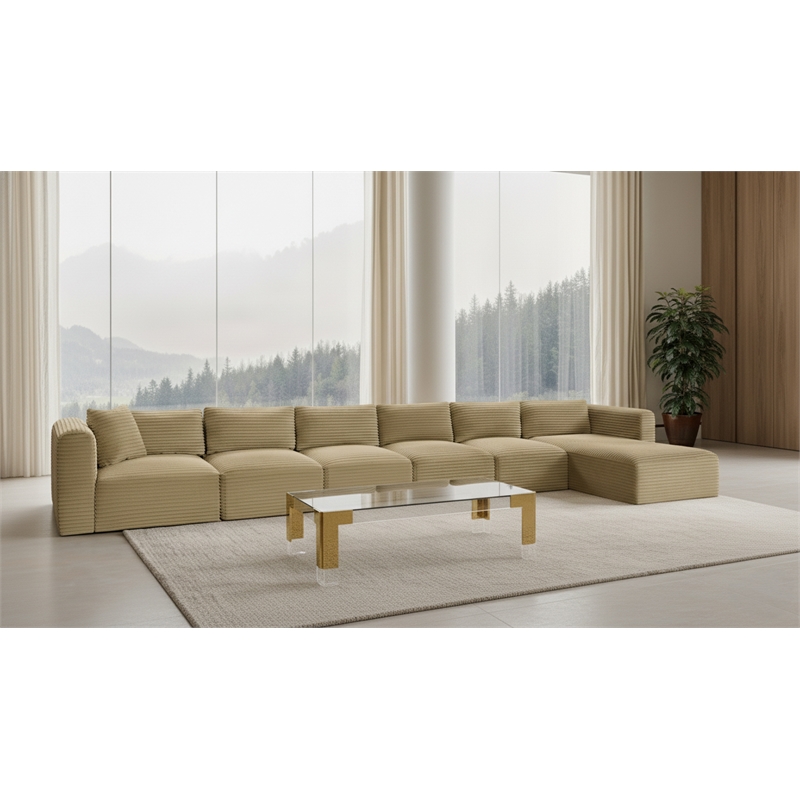 Meridian Furniture 6-Piece Camel Corduroy Performance Fabric Modular Sectional
