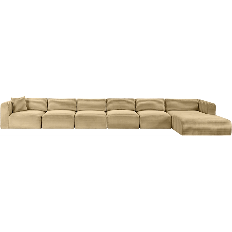 Meridian Furniture 6-Piece Camel Corduroy Performance Fabric Modular Sectional