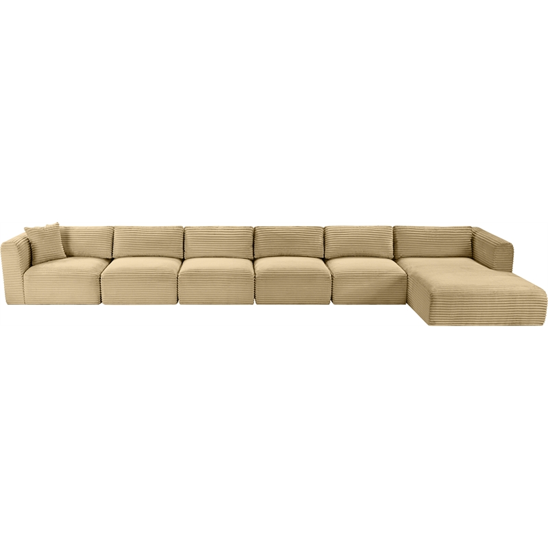Meridian Furniture 6-Piece Camel Corduroy Performance Fabric Modular Sectional