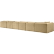 Meridian Furniture 6-Piece Camel Corduroy Performance Fabric Modular Sectional