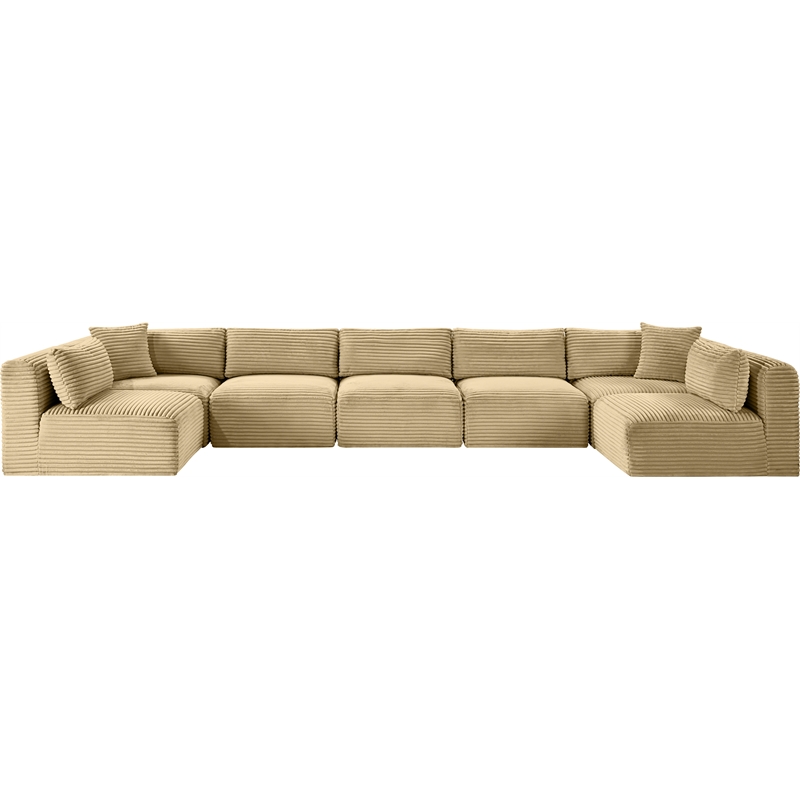 Meridian Furniture 7-Piece Camel Corduroy Performance Fabric Modular Sectional