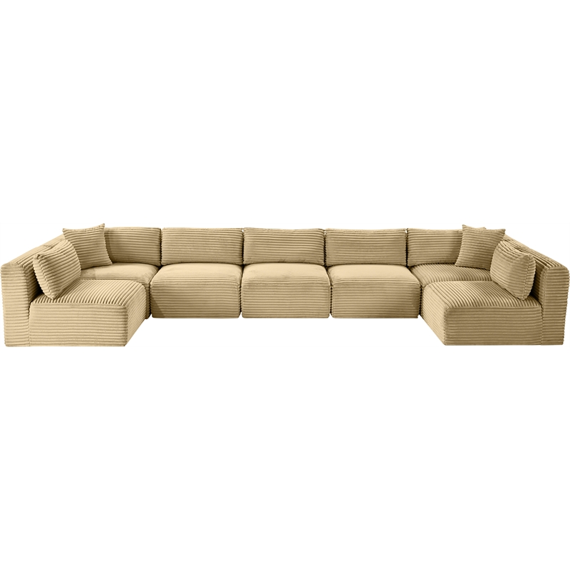 Meridian Furniture 7-Piece Camel Corduroy Performance Fabric Modular Sectional