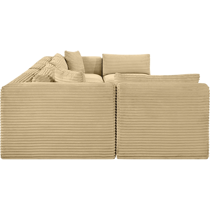 Meridian Furniture 7-Piece Camel Corduroy Performance Fabric Modular Sectional