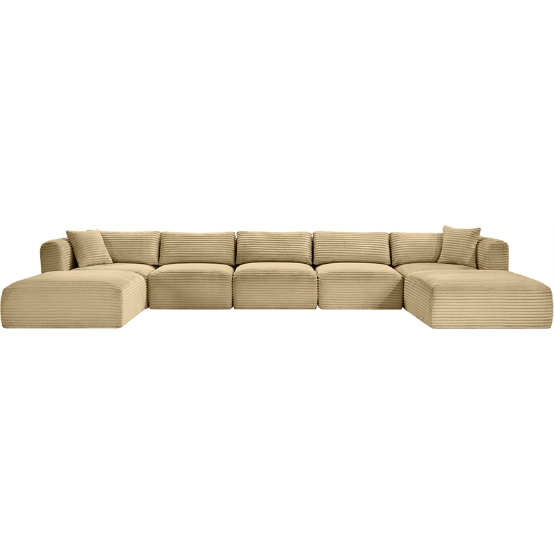 Meridian Furniture 7-Piece Camel Corduroy Performance Fabric Modular Sectional