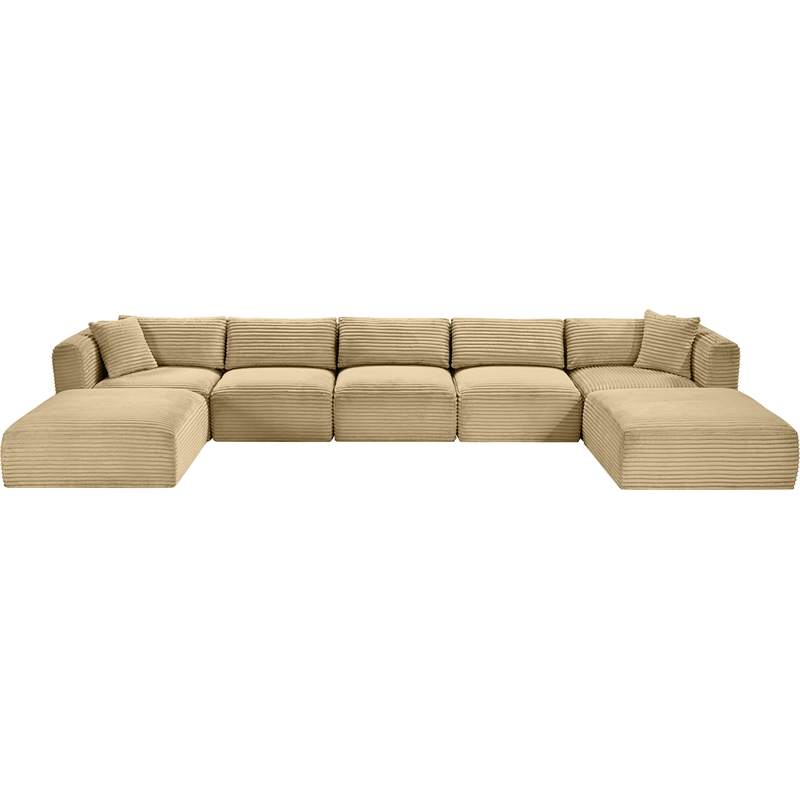 Meridian Furniture 7-Piece Camel Corduroy Performance Fabric Modular Sectional