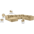 Meridian Furniture 7-Piece Camel Corduroy Performance Fabric Modular Sectional