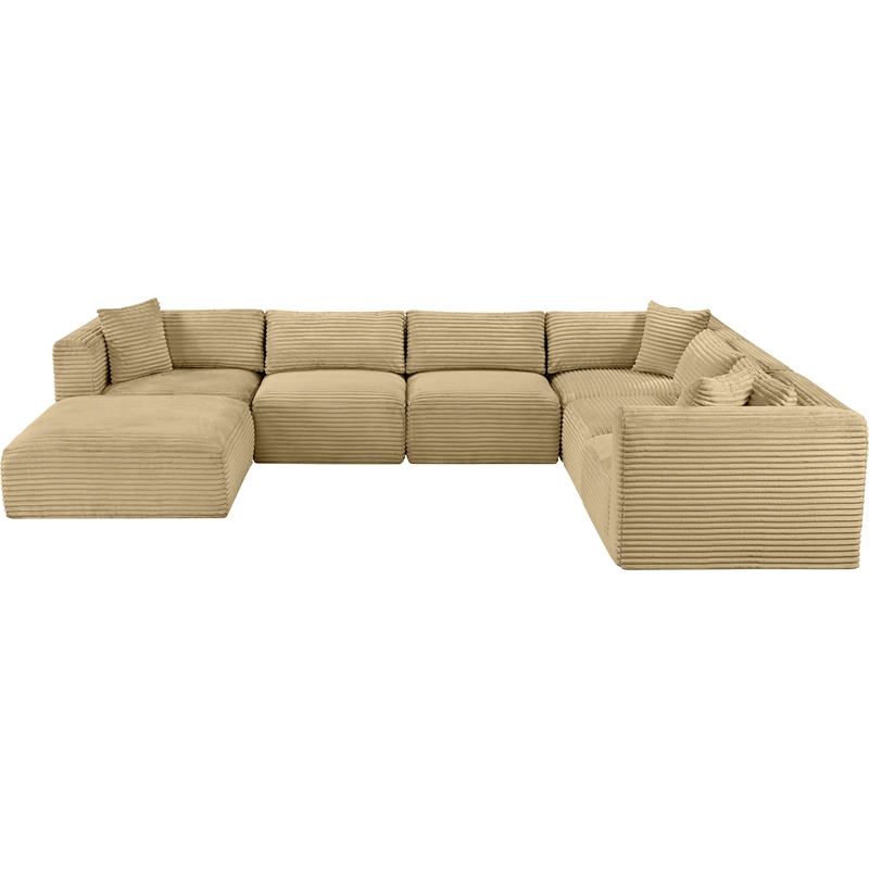 Meridian Furniture 7-Piece Camel Corduroy Performance Fabric Modular Sectional