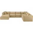 Meridian Furniture 7-Piece Camel Corduroy Performance Fabric Modular Sectional