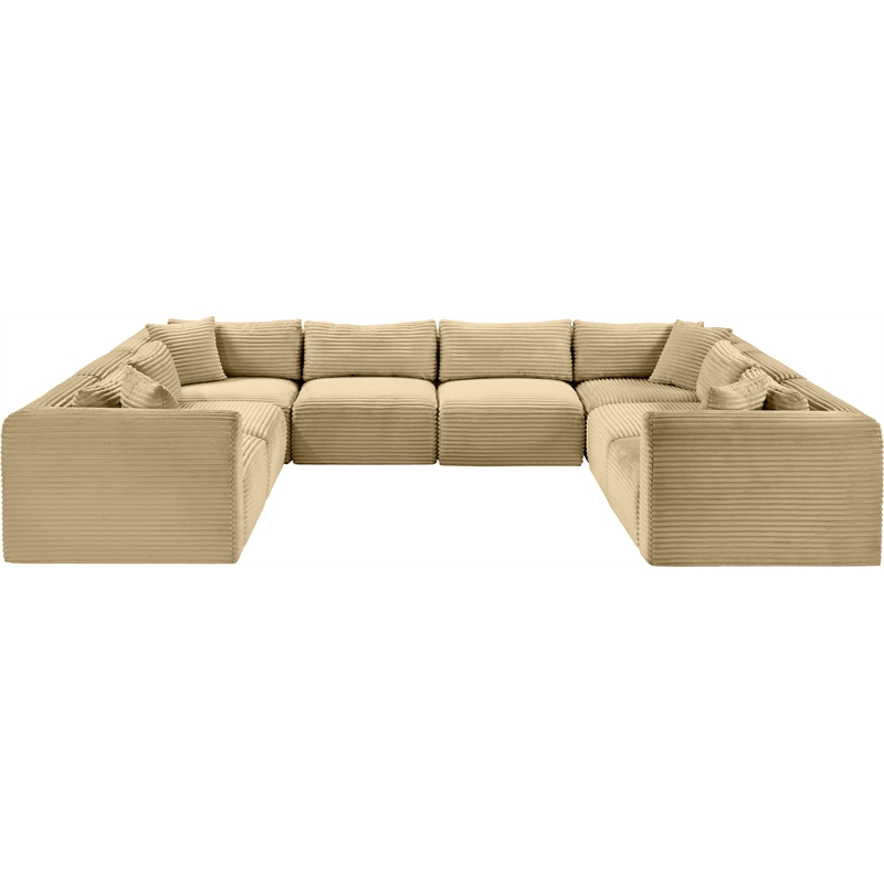 Meridian Furniture 8-Piece Camel Corduroy Performance Fabric Modular Sectional