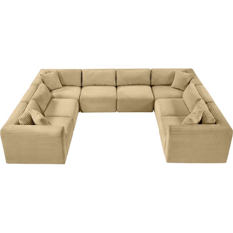 Meridian Furniture 8-Piece Camel Corduroy Performance Fabric Modular Sectional