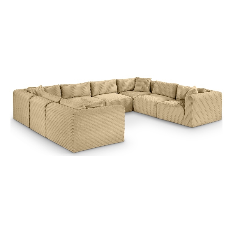 Meridian Furniture 8-Piece Camel Corduroy Performance Fabric Modular Sectional