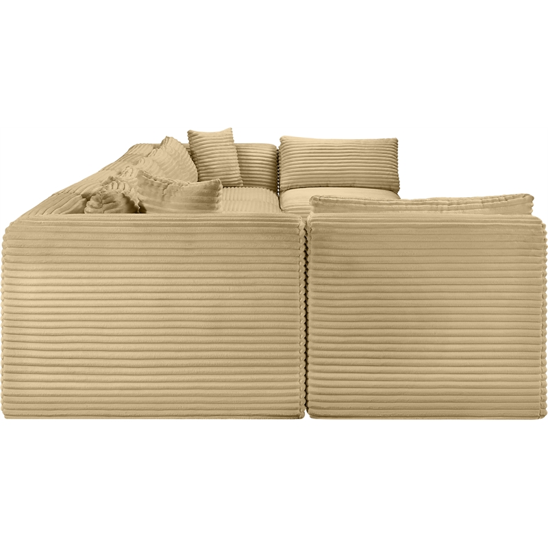Meridian Furniture 8-Piece Camel Corduroy Performance Fabric Modular Sectional