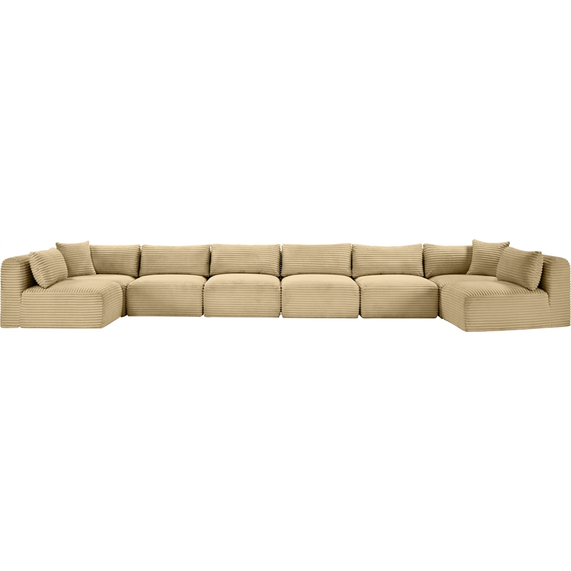 Meridian Furniture 8-Piece Camel Corduroy Performance Fabric Modular Sectional