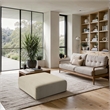 Meridian Furniture Shaggy Cream Corduroy Performance Fabric Ottoman