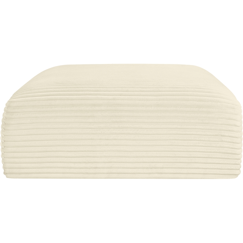 Meridian Furniture Shaggy Cream Corduroy Performance Fabric Ottoman