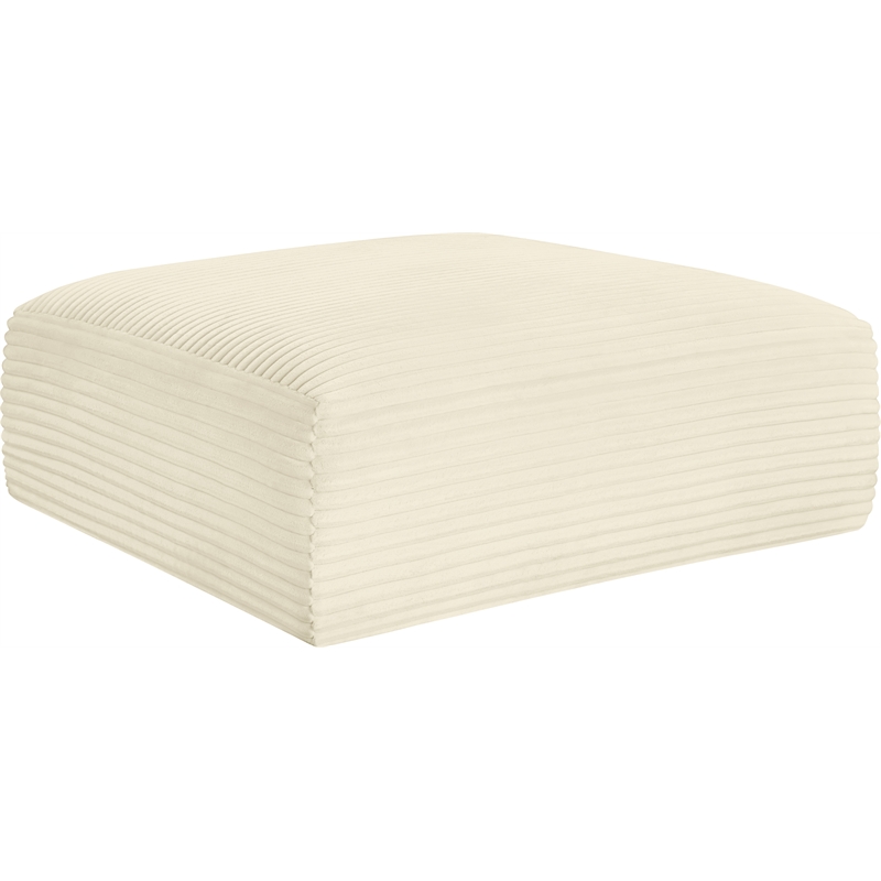 Meridian Furniture Shaggy Cream Corduroy Performance Fabric Ottoman