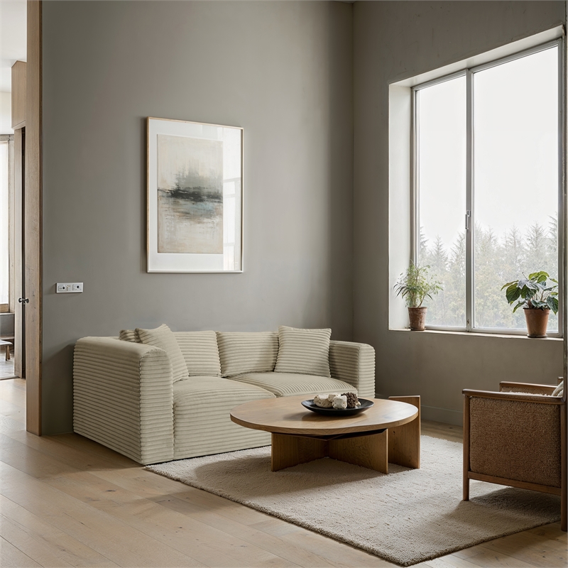 Meridian Furniture 2-Piece Cream Corduroy Performance Fabric Modular Sofa