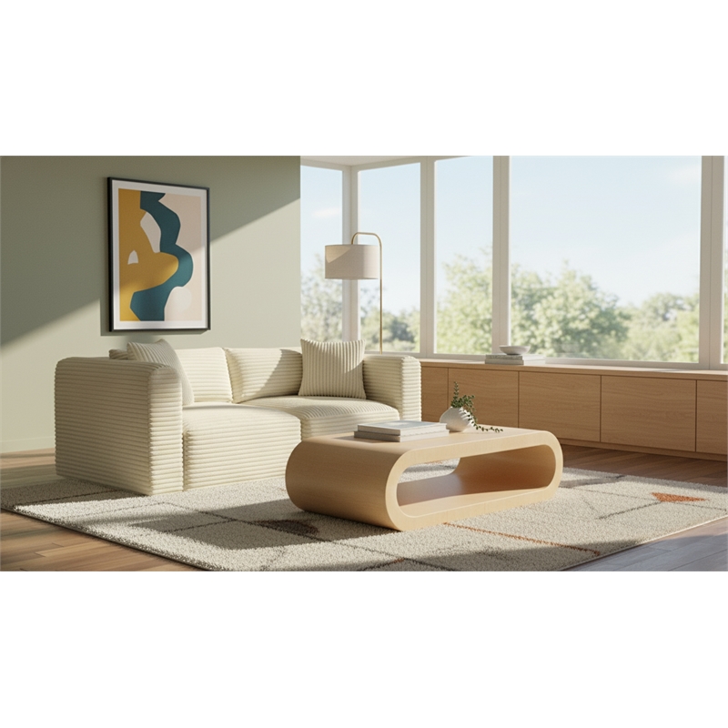 Meridian Furniture 2-Piece Cream Corduroy Performance Fabric Modular Sofa
