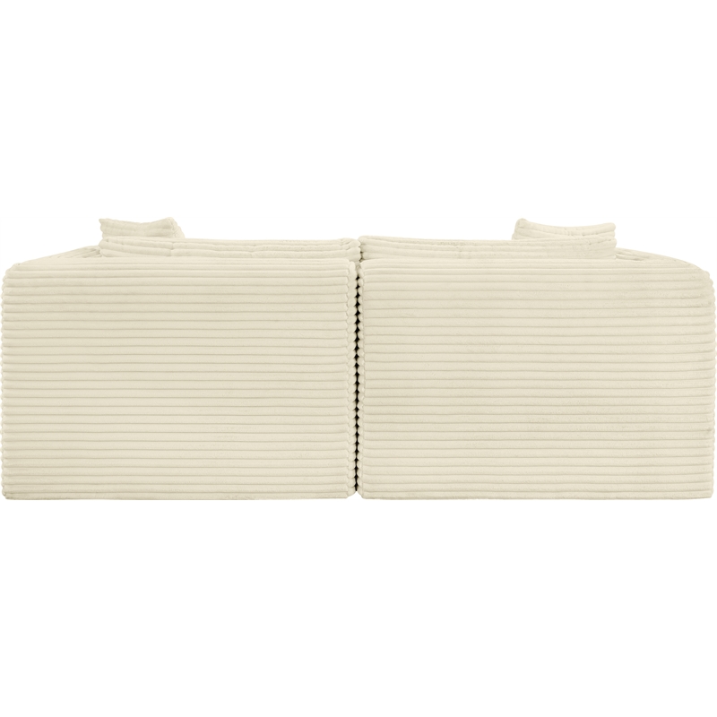 Meridian Furniture 2-Piece Cream Corduroy Performance Fabric Modular Sofa