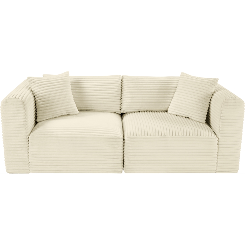 Meridian Furniture 2-Piece Cream Corduroy Performance Fabric Modular Sofa