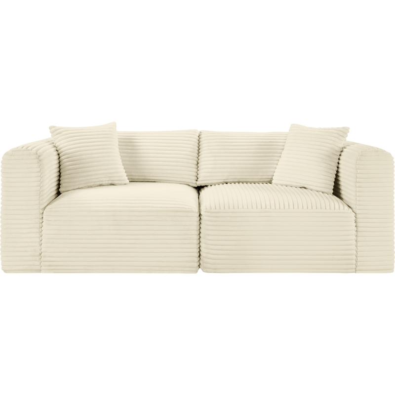 Meridian Furniture 2-Piece Cream Corduroy Performance Fabric Modular Sofa