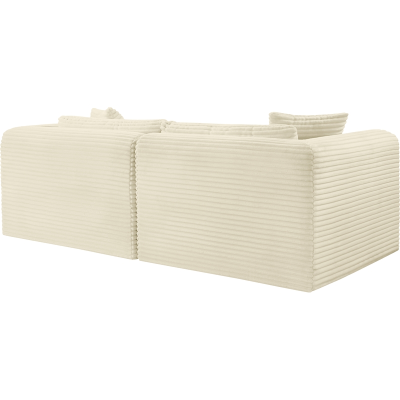 Meridian Furniture 2-Piece Cream Corduroy Performance Fabric Modular Sofa