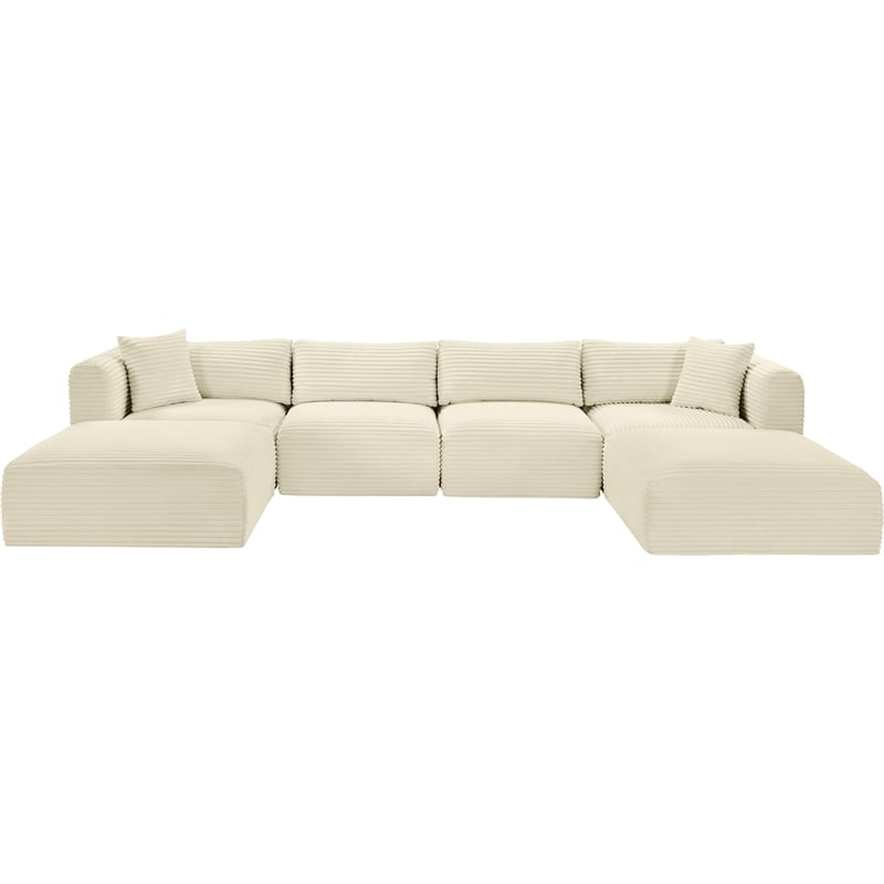 Meridian Furniture 6-Piece Cream Corduroy Performance Fabric Modular Sectional