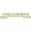 Meridian Furniture 6-Piece Cream Corduroy Performance Fabric Modular Sectional