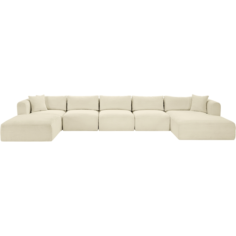 Meridian Furniture 6-Piece Cream Corduroy Performance Fabric Modular Sectional