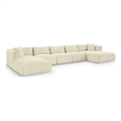 Meridian Furniture 6-Piece Cream Corduroy Performance Fabric Modular Sectional