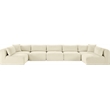 Meridian Furniture 7-Piece Cream Corduroy Performance Fabric Modular Sectional
