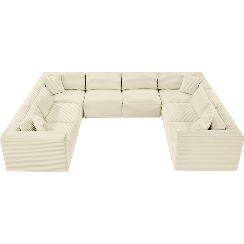 Meridian Furniture 8-Piece Cream Corduroy Performance Fabric Modular Sectional