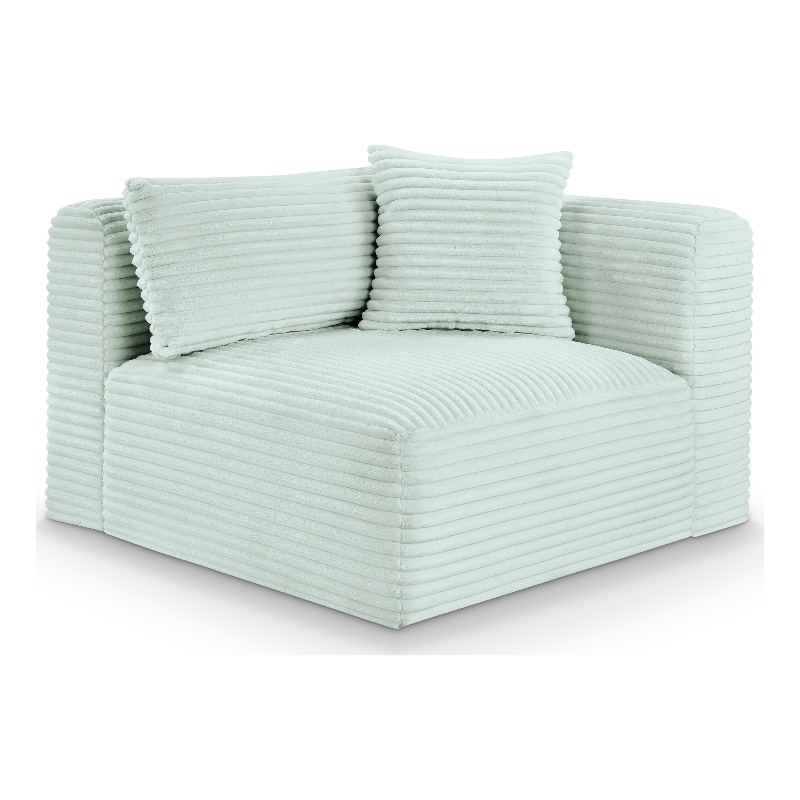 Meridian Furniture Shaggy Mint Corduroy Performance Fabric Corner Chair