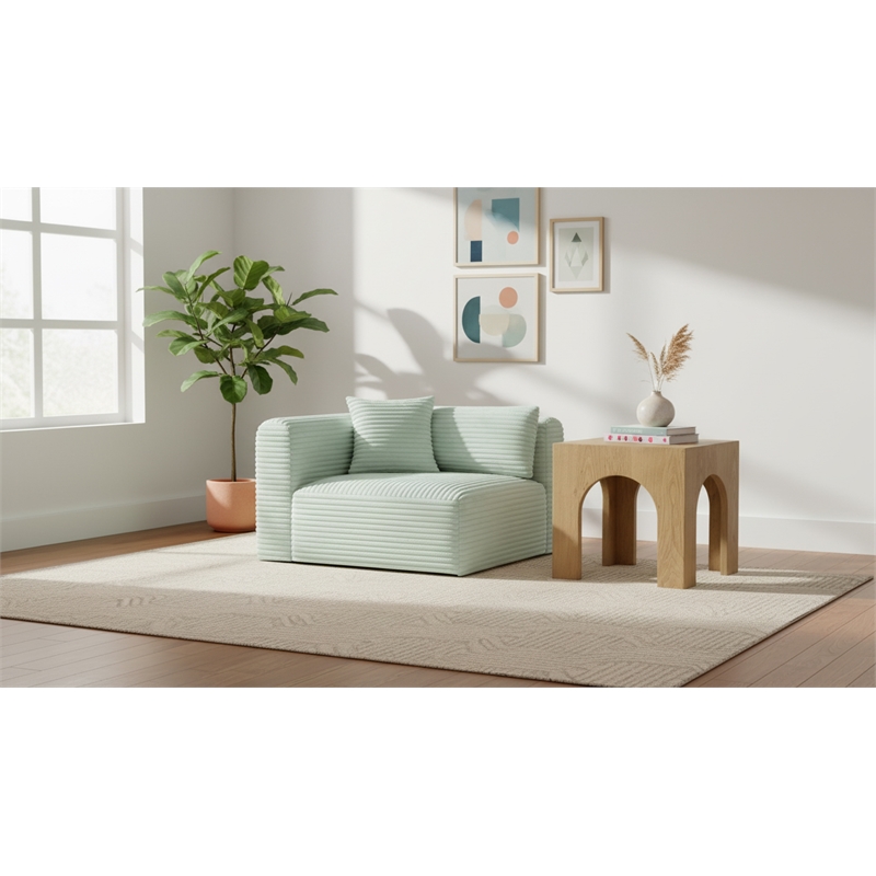 Meridian Furniture Shaggy Mint Corduroy Performance Fabric Corner Chair