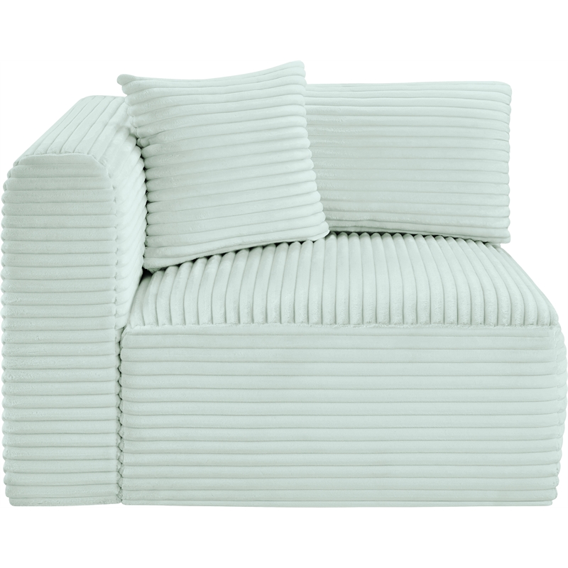 Meridian Furniture Shaggy Mint Corduroy Performance Fabric Corner Chair