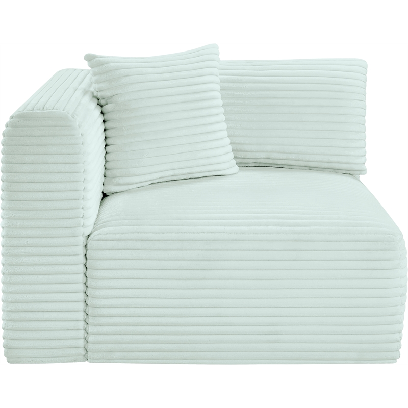 Meridian Furniture Shaggy Mint Corduroy Performance Fabric Corner Chair