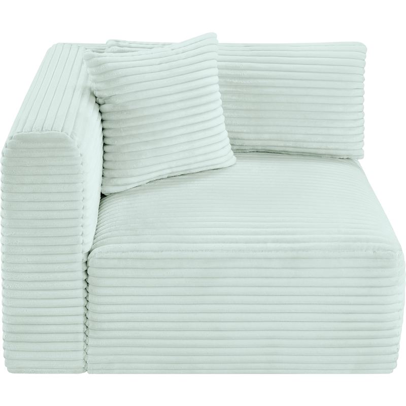 Meridian Furniture Shaggy Mint Corduroy Performance Fabric Corner Chair