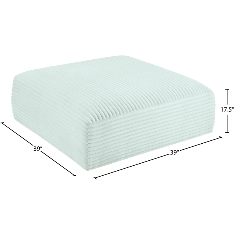 Meridian Furniture Shaggy Mint Corduroy Performance Fabric Ottoman