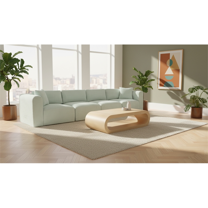 Meridian Furniture 4-Piece Mint Corduroy Performance Fabric Modular Sofa
