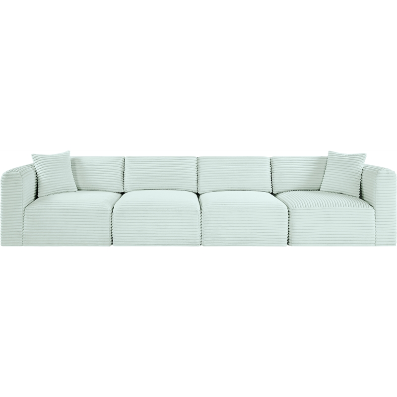 Meridian Furniture 4-Piece Mint Corduroy Performance Fabric Modular Sofa